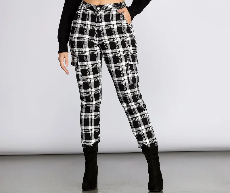 Flash Sales Today Plaid Chain Link Cargo Pants
