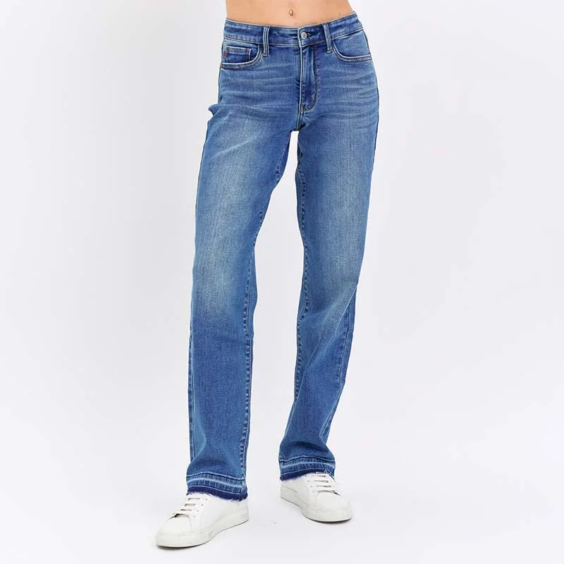 Women's Elegant Clothes Waistband Detail Straight Dad Jeans