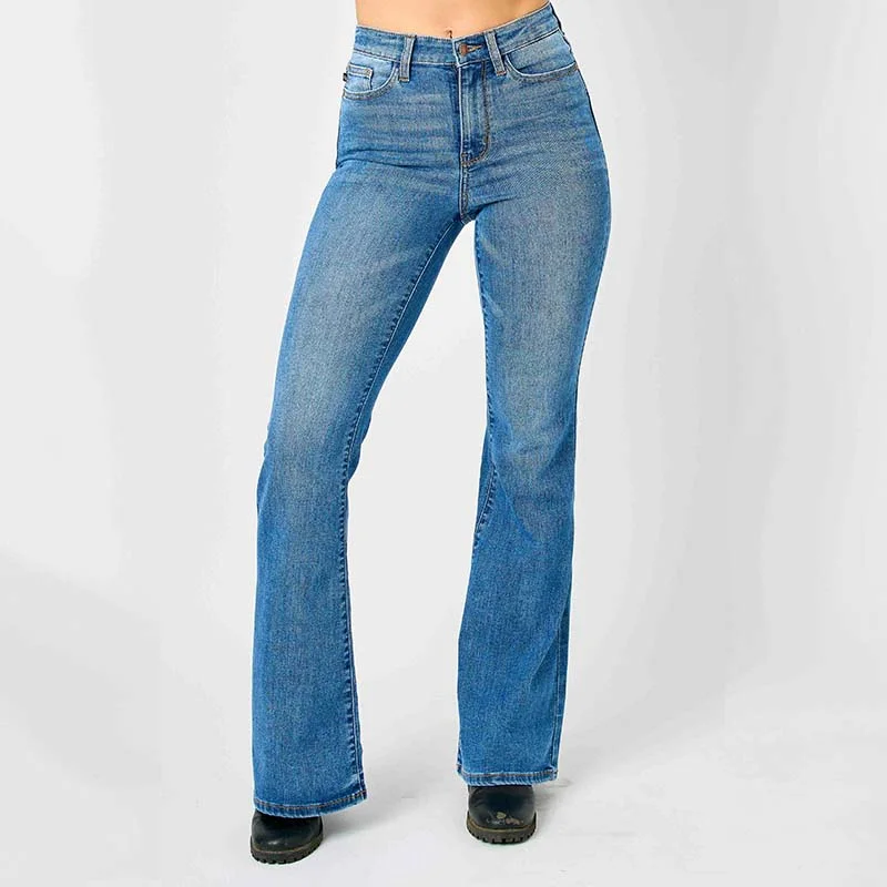 Stylish Women's Clothing Classic High Rise Flare Jeans