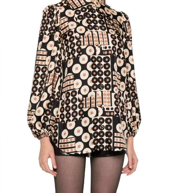 Signature Style Essentials Illustration Billow Shirt In Black
