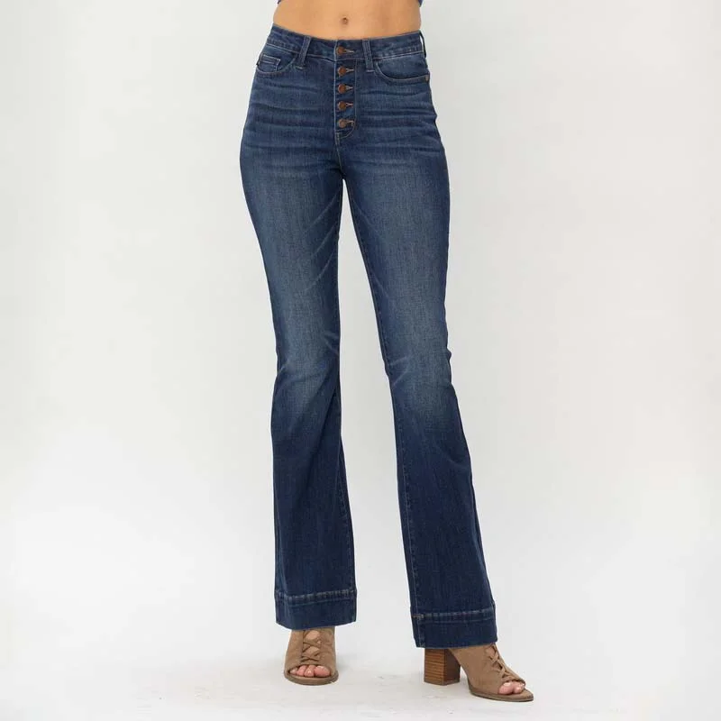 Women's Tops And Clothing Button High Rise Flare Jeans