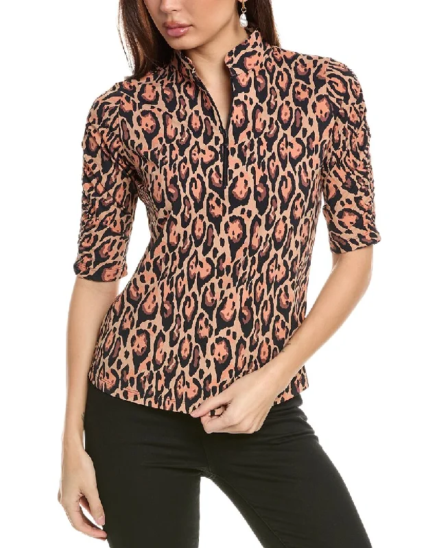 Online Boutiques Clothing IBKUL Ruched Elbow Sleeve Top