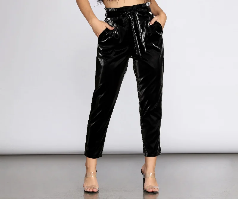 Sale On Sale High Waist Liquid PU Pants