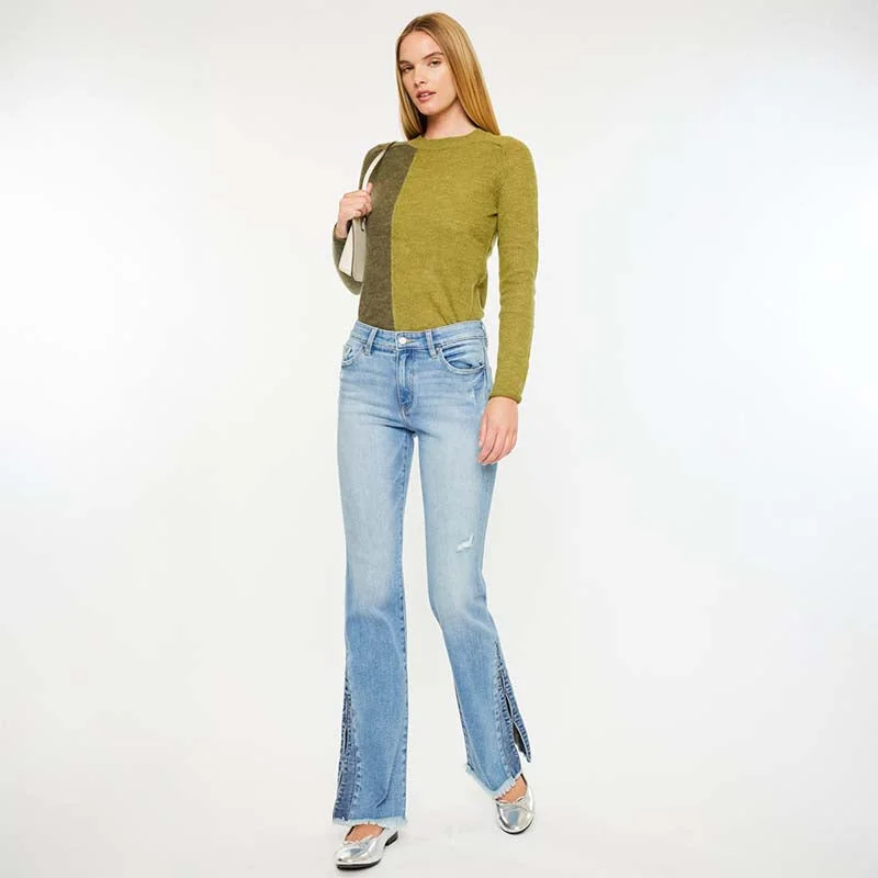 Trendy Athleisure Clothing For Women The Lizzie Split Flare Jeans