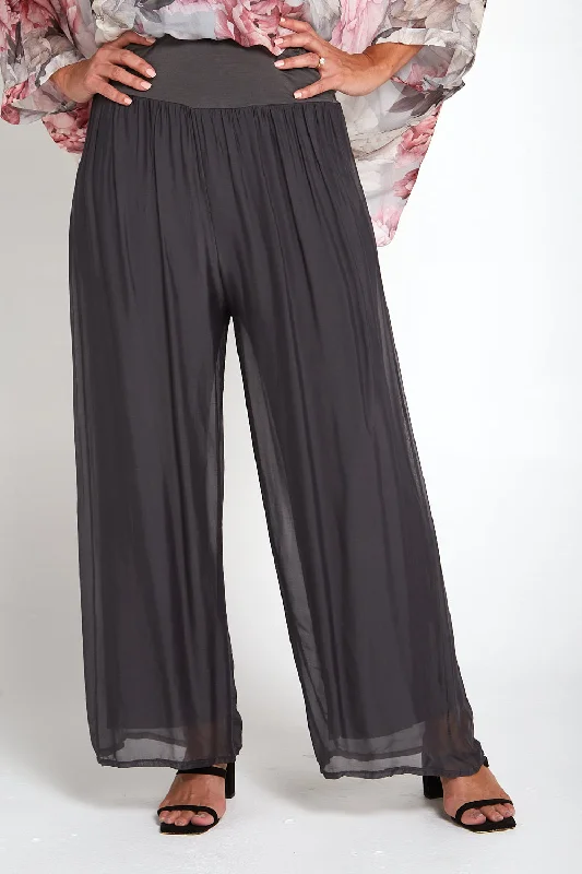 Classic Women's Clothing Styles Arlette Silk Pants - Grey