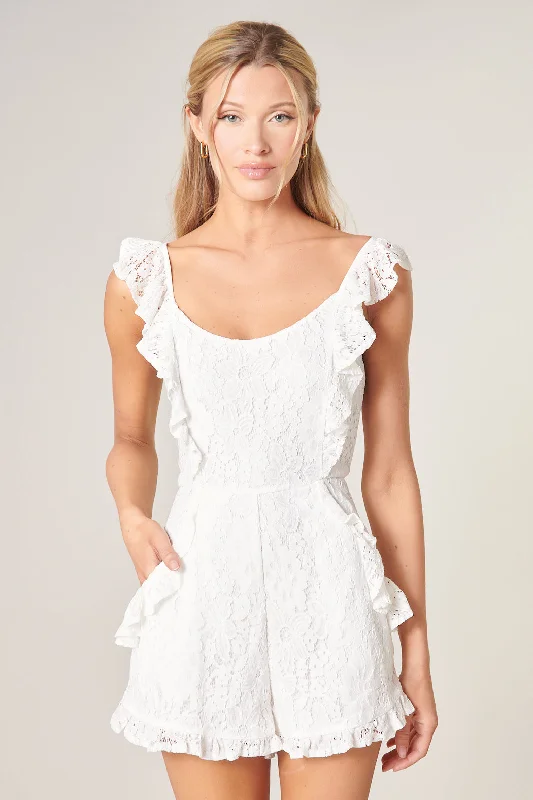 Luxury Women's Clothing Love Letter Ruffle Lace Romper