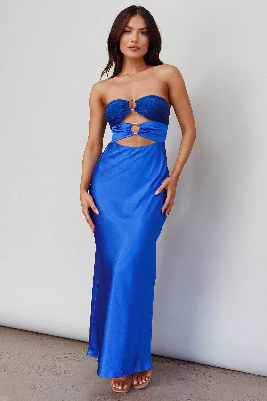 Fashion Forward L'Amore Cut-Out Bodice Midi Dress Deep Blue