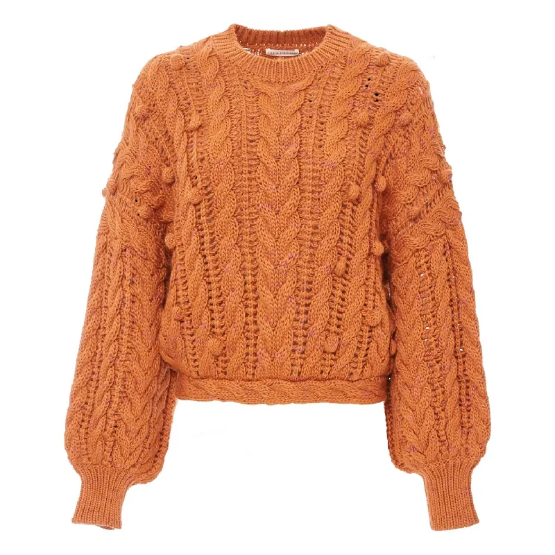 Sustainable Women's Clothes Women's Caterina Cable Knit Sweater In Sienna