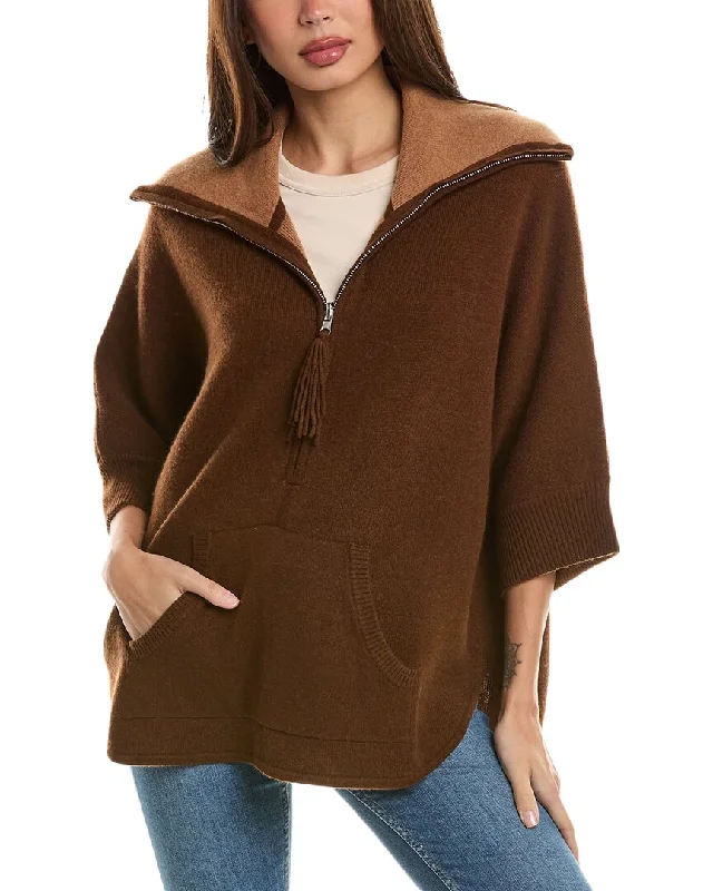 Women's Athletic Clothes Hannah Rose Reversible Wool & Cashmere-Blend Poncho