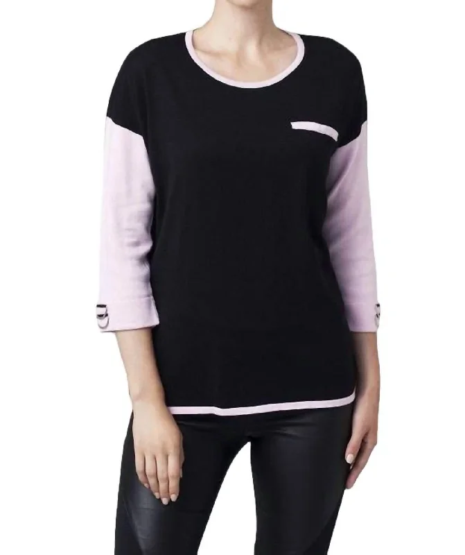 Women's Active Clothing 2-Tone Sweater In Blac/pink