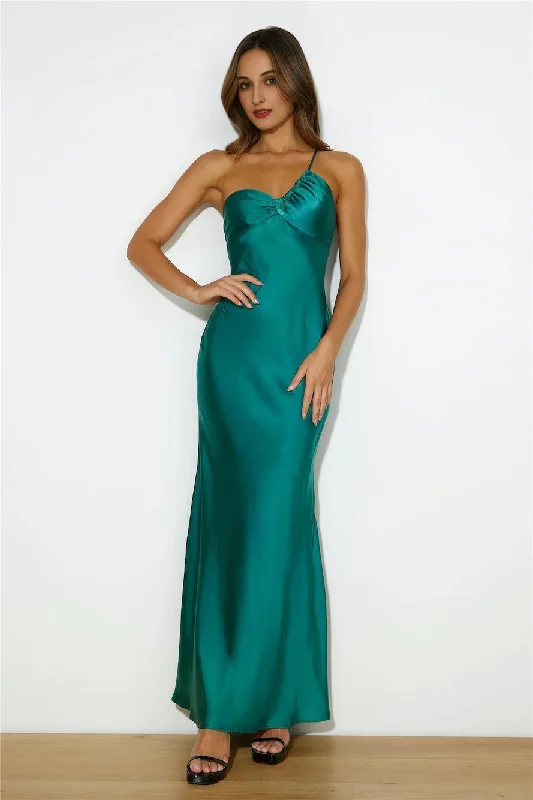 Stylish And Comfortable Clothing For Women Silk Statement Satin Maxi Dress Teal