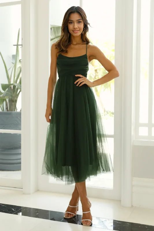 Affordable Trendy Clothes For Women Fairy Vibes Midi Dress Emerald