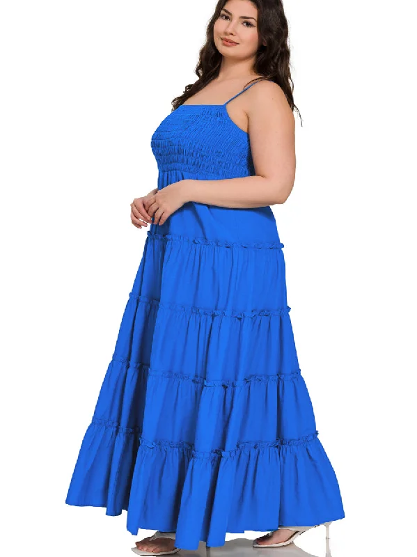 Trendy Athleisure Clothing For Women Alora Plus Size Maxi Dress in Ocean Blue