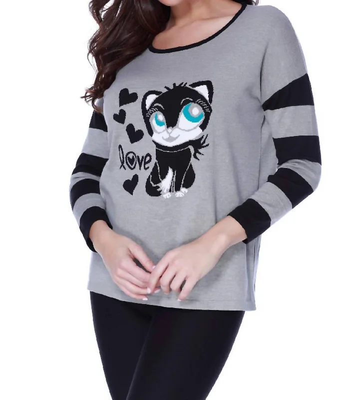 Formal Clothing For Women Kitty Love Pullover In Gray Multi