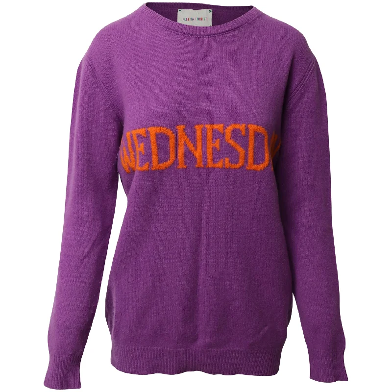 Women's Seasonal Clothes Alberta Ferretti Wednesday Patch Sweater in Violet Wool