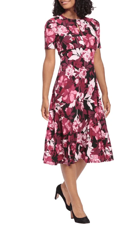 Crazy Discounts, Hurry Up London Times T6564M - Floral Scoop Neck A-line Dress
