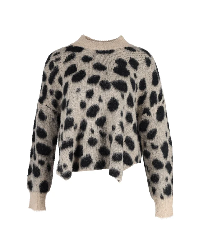 Charming Women's Clothes For Special Events Hugo Boss Fellyna Jacquard Animal Print Sweater in Beige and Black Nylon