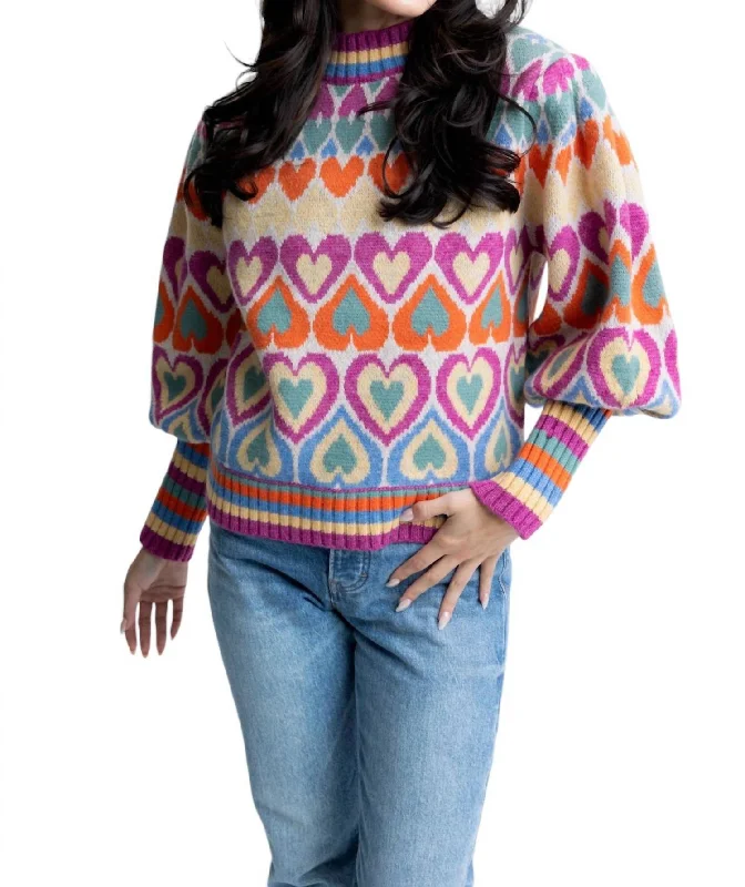 Women's Clothes For Special Occasions Heart Novelty Sweater In Multi