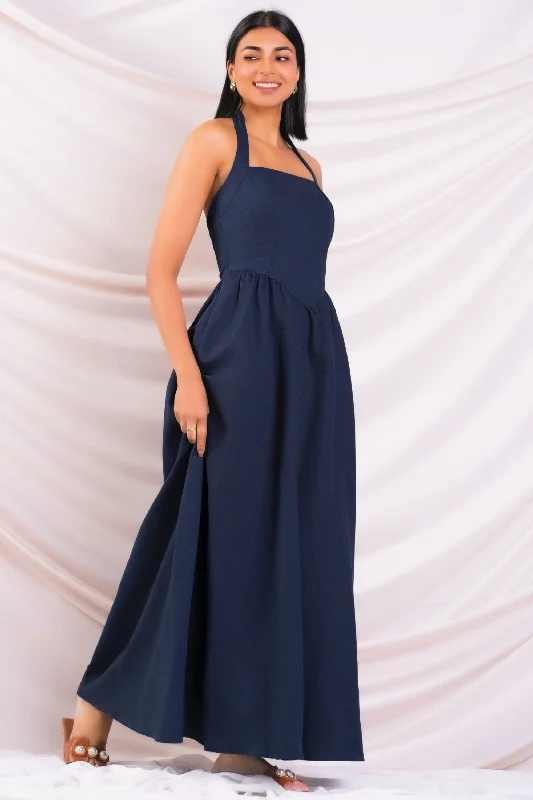 Women's Formal Event Clothing Fit & Flare Linen Maxi Dress