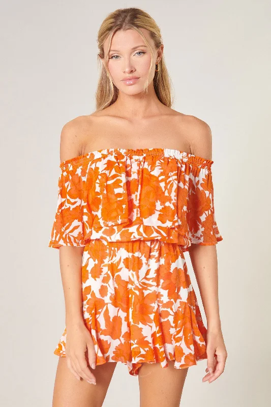 Timeless Women's Clothing Tangelo Off the Shoulder Besame Romper