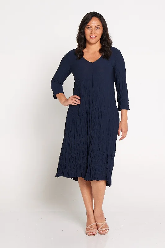 Women's Formal Event Clothing Sleeved Stella Dress - Navy