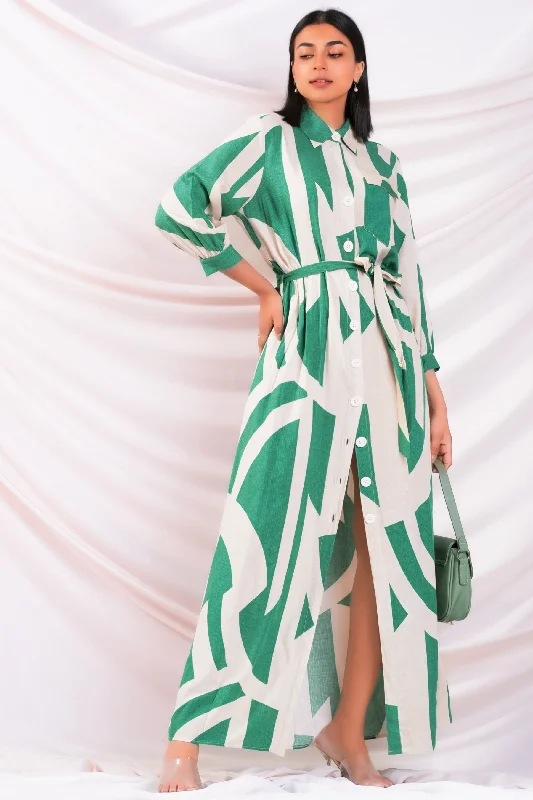 Women's Party Clothes Printed Maxi Shirt Dress