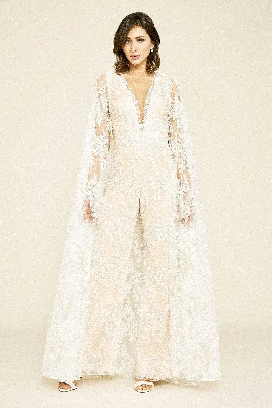 Fashion Essentials Tadashi Shoji - Rupert Lace Cape Jumpsuit