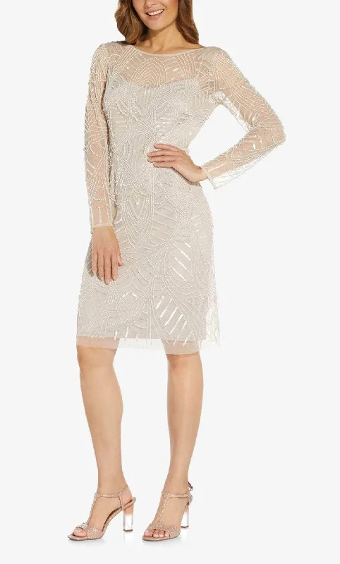 Feminine Dresses for Women in Bold Prints Adrianna Papell AP1E208662 - Long Sleeve Illusion Cocktail Dress Feminine Dresses for Women in Bold Prints Adrianna Papell AP1E208662 - Long Sleeve Illusion Cocktail Dress