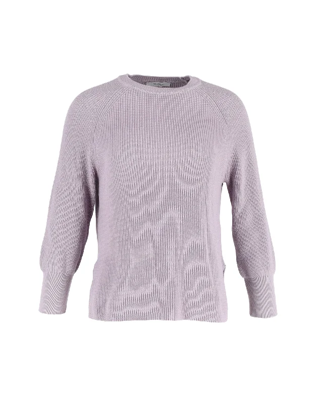 Women's Formal Clothes Max Mara Ribbed Crewneck Sweater in Lavender Cotton