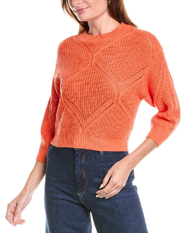 Plus-Size Women's Clothing 27 Miles Malibu Diamond Pointelle Sweater