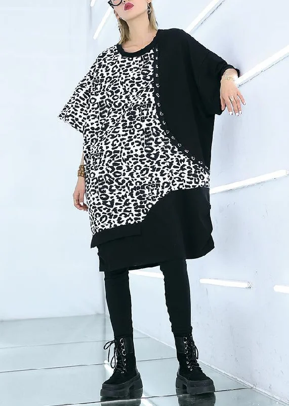 Fashionable Women's Clothing French black Cotton dresses patchwork oversized summer Dresses