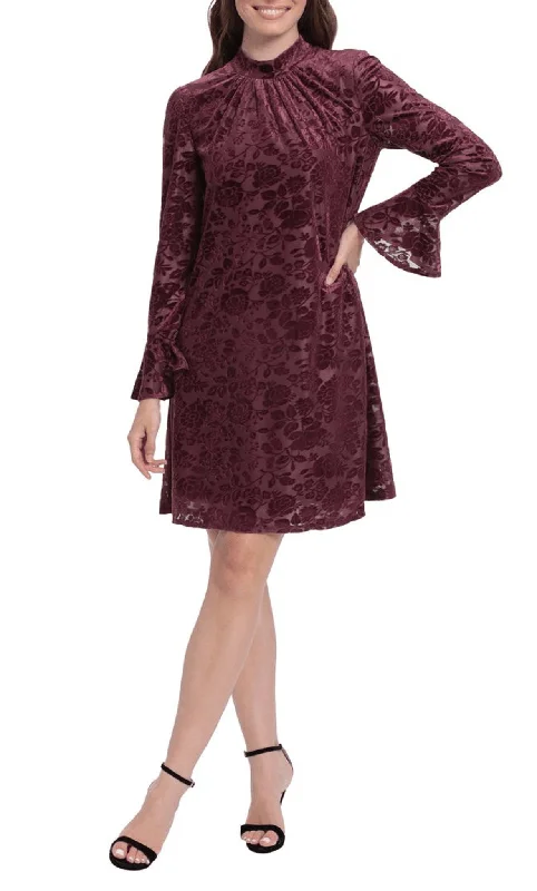 Season Offer London Times T6425M - Velvet Short Floral Dress