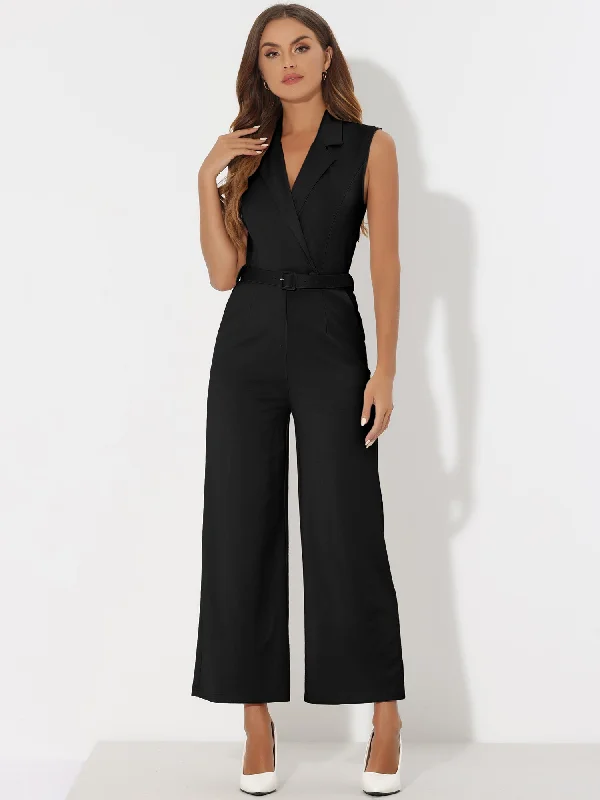 Athleisure Wear Special Offer Sleeveless Button Front Closure Long Leg Pocket Belted Jumpsuits Athleisure Wear Special Offer Sleeveless Button Front Closure Long Leg Pocket Belted Jumpsuits