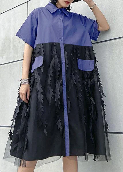 Flash Sales This Week Beautiful lapel tulle Cotton summer clothes For Women Shape Purple Dress Flash Sales This Week Beautiful lapel tulle Cotton summer clothes For Women Shape Purple Dress