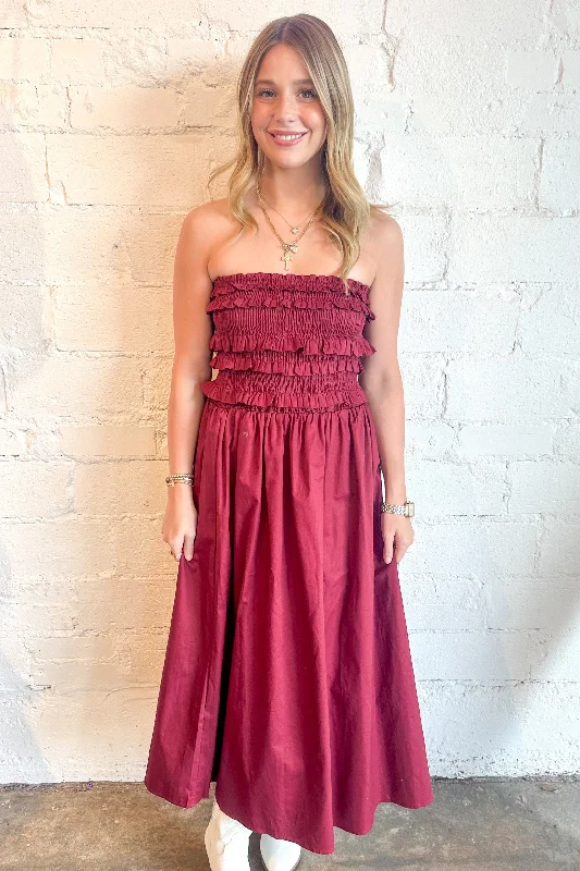 Woman Clothing Stunningly Strapless  Smocked Dress