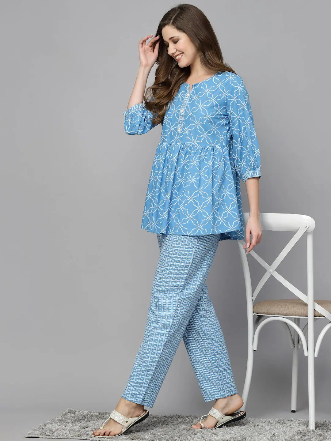 Women's Trendy Clothes Women Printed Standard Blue Jumpsuits & Sets