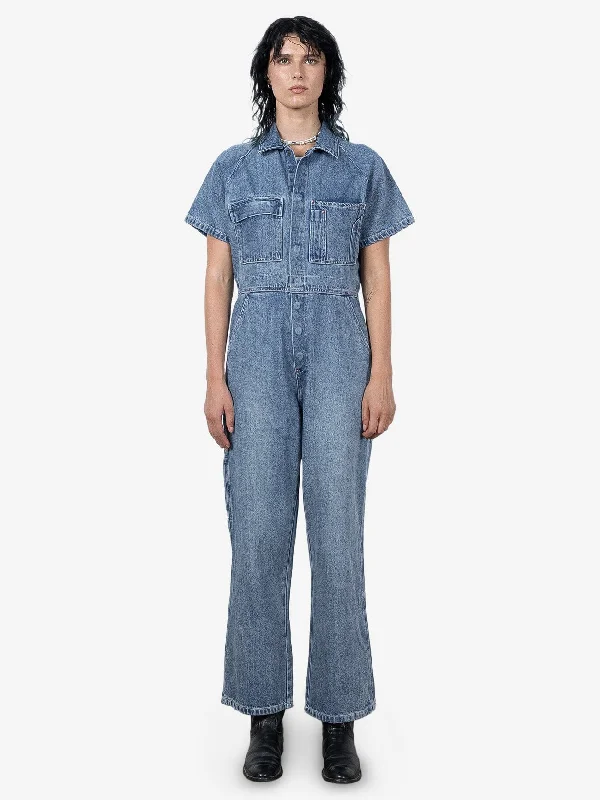 Women's Clothing With Trendy Designs HYC Utility Coverall - Weathered Blue