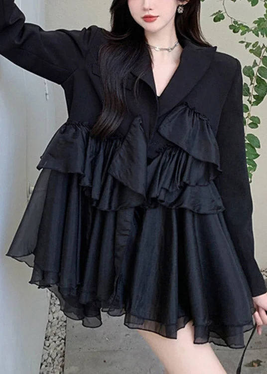 Fashion Forward Outfits Sexy Black Notched Asymmetrical Patchwork Mini Pleated Dress Long Sleeve Fashion Forward Outfits Sexy Black Notched Asymmetrical Patchwork Mini Pleated Dress Long Sleeve