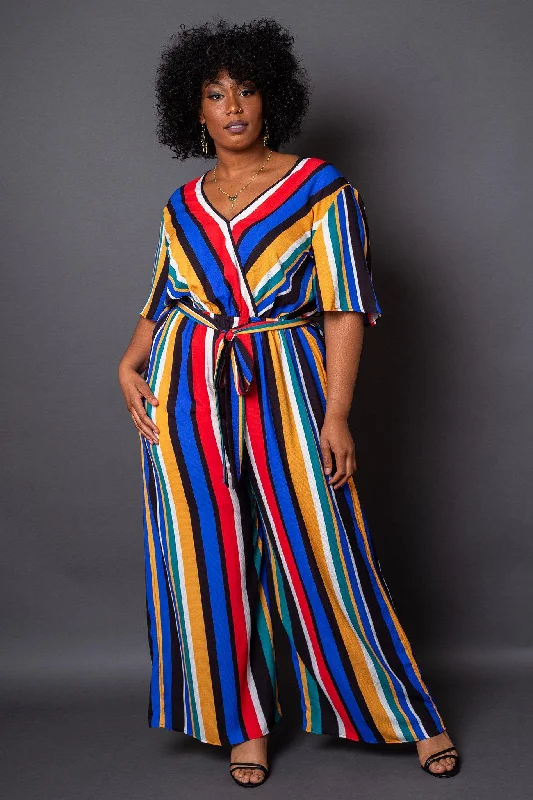 Casual Chic Havana Colorful Stripe Wrap-Front Jumpsuit