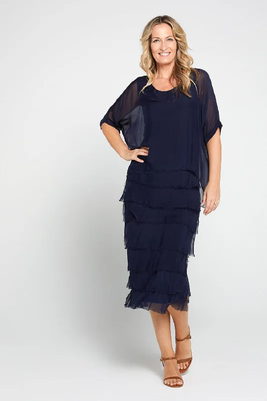 Affordable Women's Clothes Margo Silk Dress - Navy