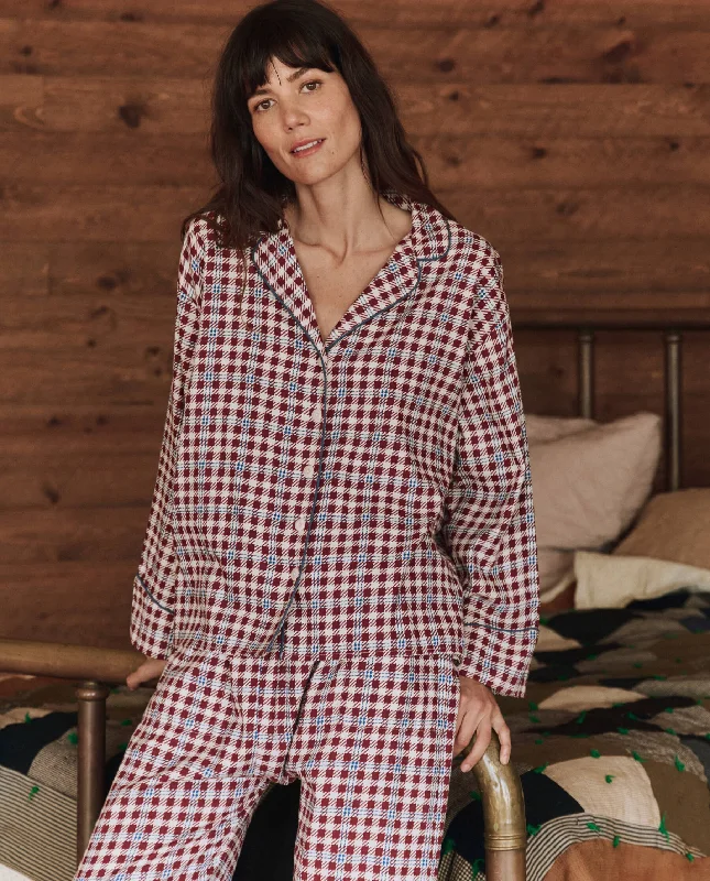 Women's High-Fashion Clothes The Pajama Shirt. -- Bordeaux Plaid