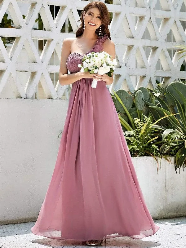 Women's Holiday Clothing Chiffon One Shoulder Maxi Long Bridesmaid Dresses for Women