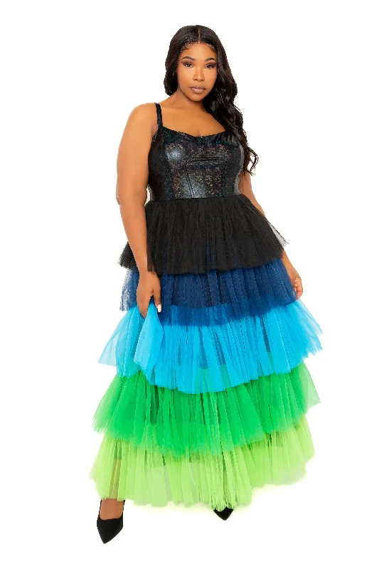 Women's Workout Clothing Colorful Tiered Tulle Dress