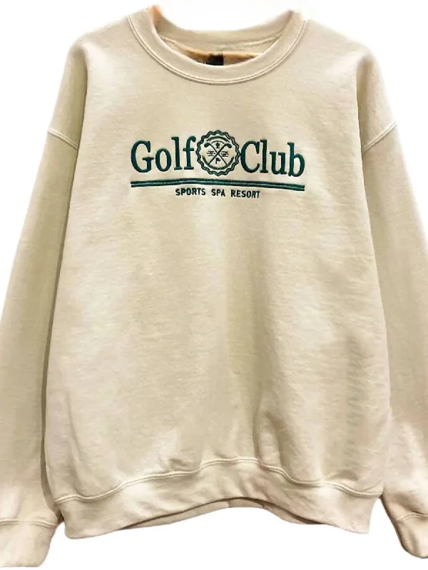 Women's Clothing For Outdoor Activities Women's Embroidered Golf Club Sweatshirt In Beige