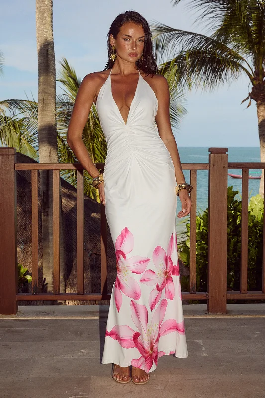 Vibrant Femme Fashion PRIMROSE MAXI DRESS - PINK FLOWER