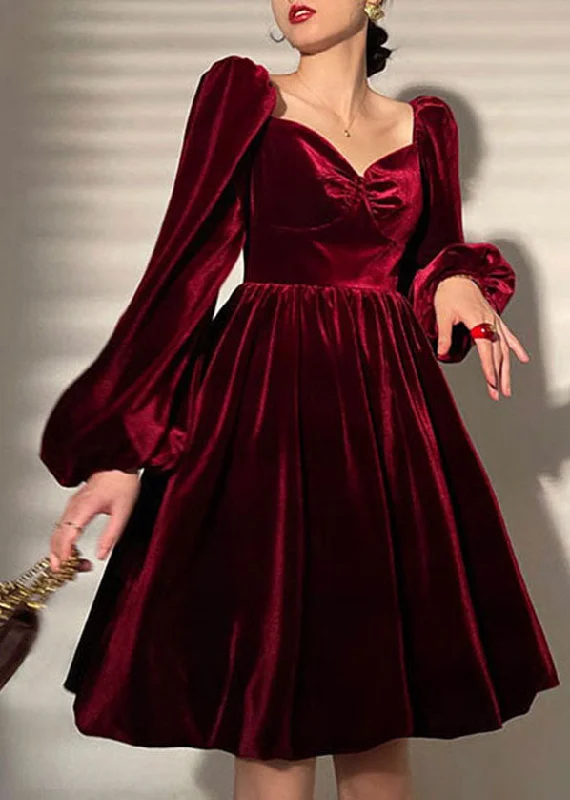 Huge Discounts This Week Solid Mulberry Velour Vestidos Party Dress V Neck Lantern Sleeve Huge Discounts This Week Solid Mulberry Velour Vestidos Party Dress V Neck Lantern Sleeve