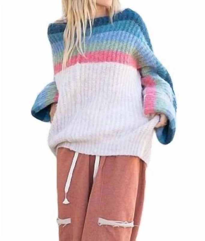 Sustainable Women's Clothes Long Sleeve Sweater In See The Rainbow