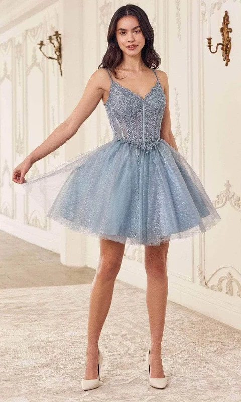 Additional Time-Limited Offers Ladivine CD0236 - Ribbon Strap Cocktail Dress
