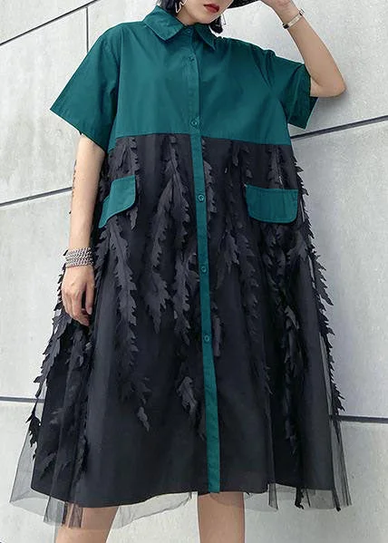 Women's Clothing Sale Online Beautiful lapel tulle Cotton summer clothes For Women Shape Blue Dress Women's Clothing Sale Online Beautiful lapel tulle Cotton summer clothes For Women Shape Blue Dress
