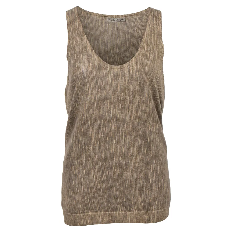 Women's Evening Clothes Bottega Veneta Stripe Print Vest in Brown Cashmere